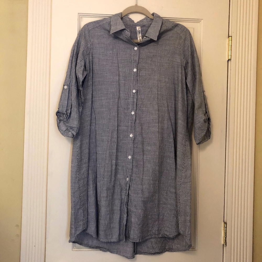 Lightweight striped shirt dress